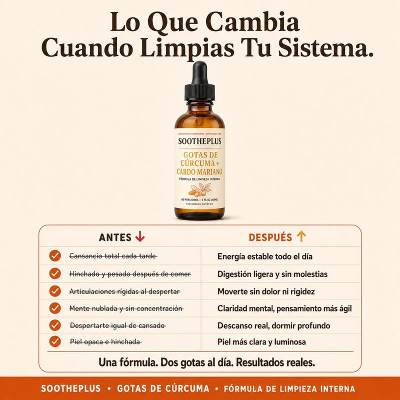 SOOTHEPLUS - GOTAS DE CÚRCUMA + CARDO MARIANO PARA LIMPIAR TU HÍGADO