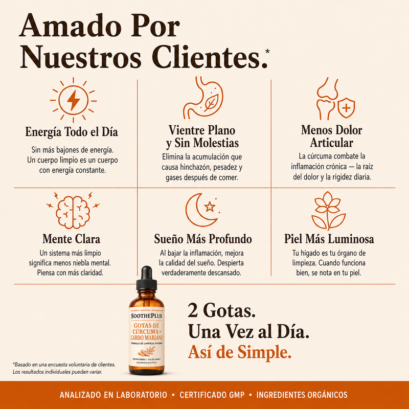 SOOTHEPLUS - GOTAS DE CÚRCUMA + CARDO MARIANO PARA LIMPIAR TU HÍGADO